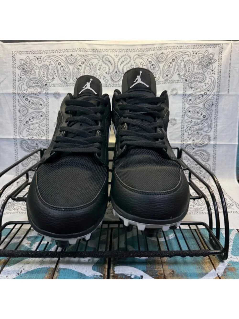 Nike Air Jordan 1 Low TD Football Cleat Black Men SZ 12 OG AV5292 EUC/New *READ*